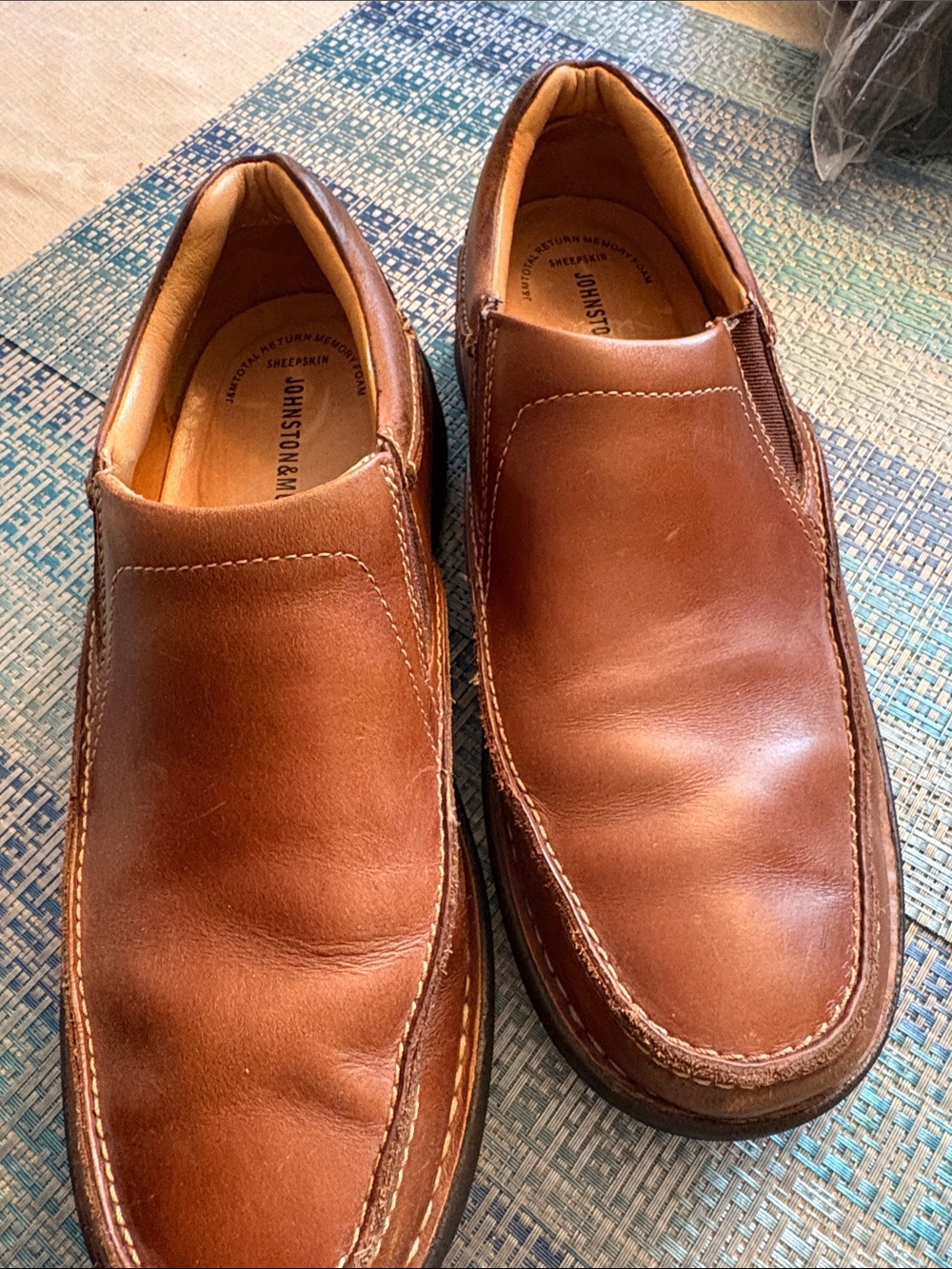 Johnston & Murphy Tan Leather Slip-On Loafers